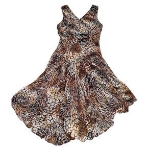Mob Wife Aesthetic Animal Print Dress Sz 12 Asymmetrical Flowy Skirt Fit & Flare
